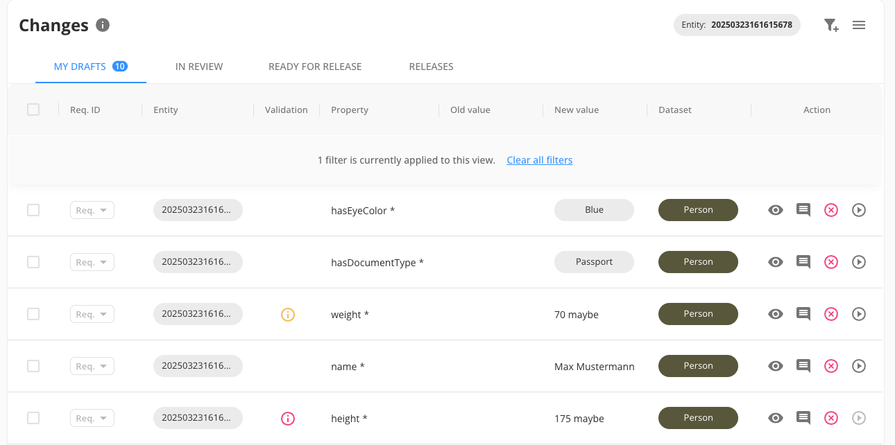 Data Quality Validation in Pending Changes